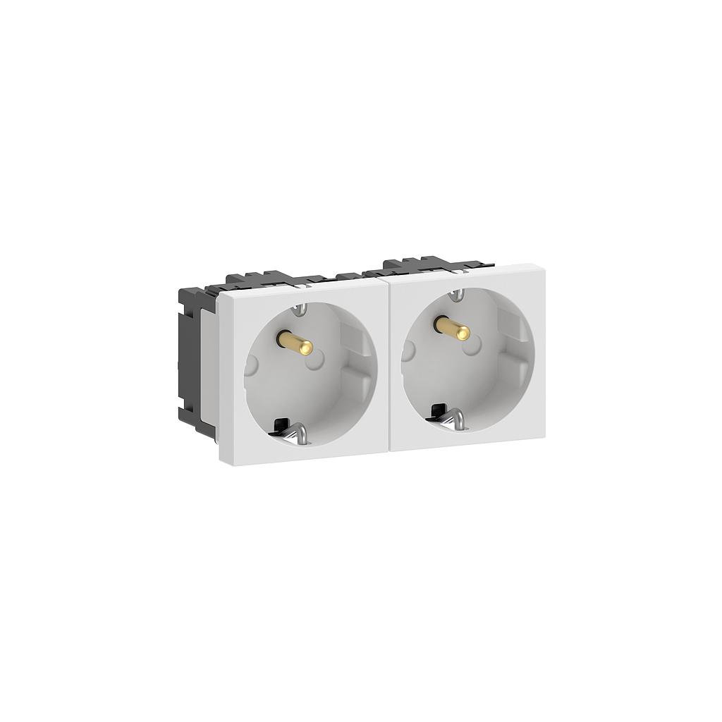 GGK Prise double 0° M45-2G-9010, 45x45mm avec broche de contact de protection (blanc)