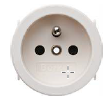 Berker Integro - Prise à encastrer avec broche de terre, ø50mm, EM=0,6-1,5mm (Blanc polaire mat) - UE=200