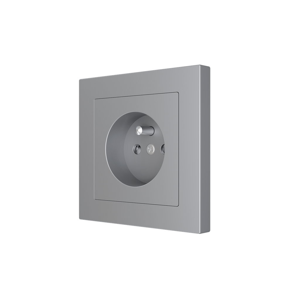 Afgewerkt Zennio ZS55 penaarde stopcontact (Zilver)