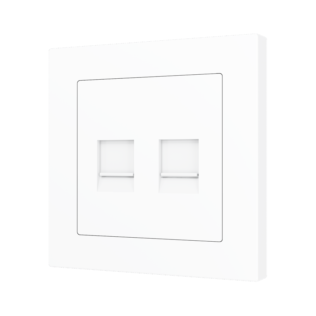Zennio ZS55 - Centraalplaat voor dubbele RJ45 connector (Mat wit)