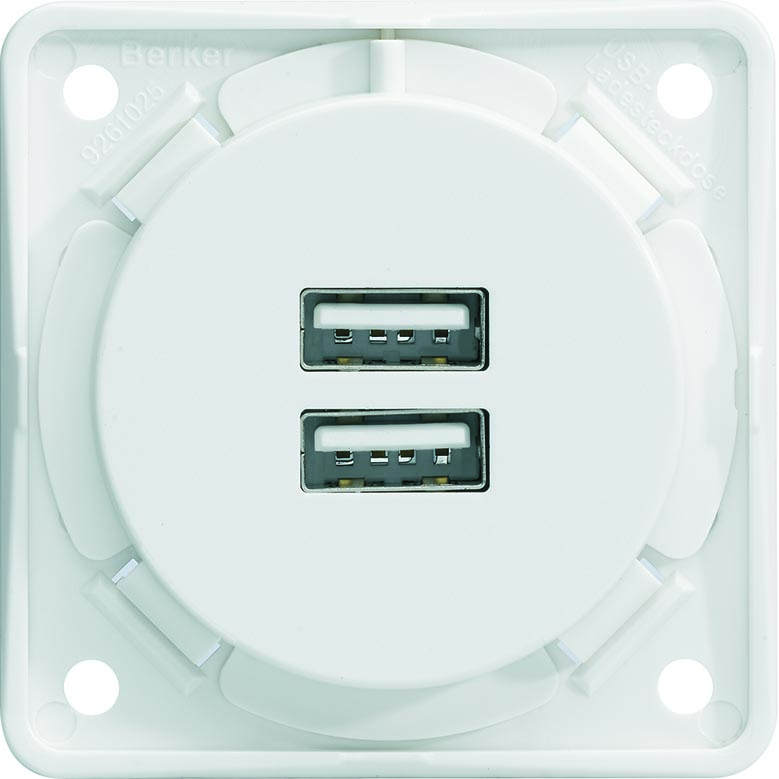 Berker Integro Flow - Prise USB 230V (Blanc polaire mat)