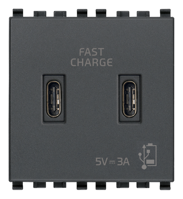 Vimar Eikon - 2x USB-C alimentation 5V 3A 2M (Gris)
