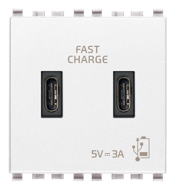 Vimar Eikon - 2x USB-C alimentation 5V 3A 2M (Blanc)