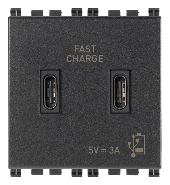 Vimar Arké - 2x USB-C stopcontact 5V 3A 2-v (Grijs)