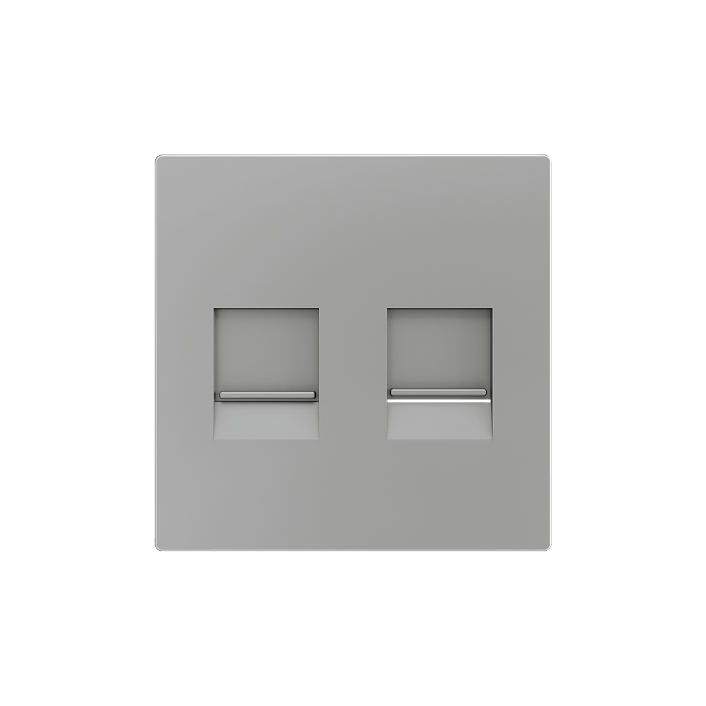 Zennio ZS55 - Centraalplaat voor dubbele RJ45 connector (Zilver)