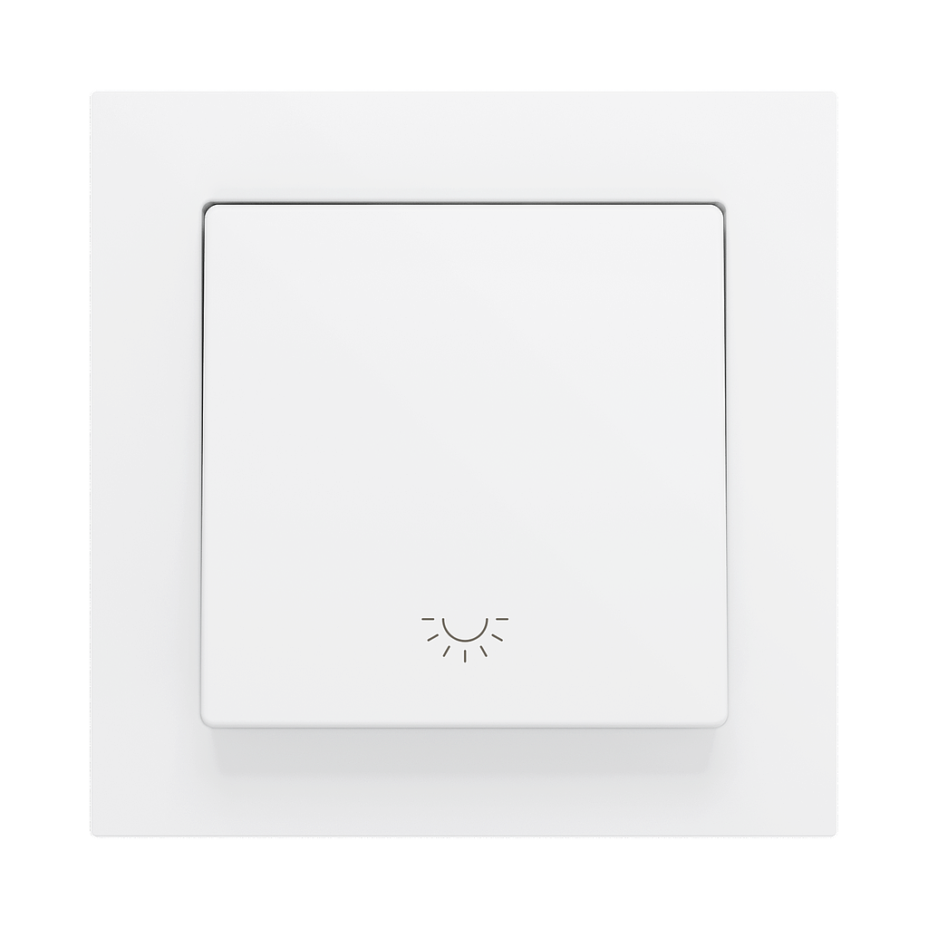 Zennio ZS55 - Bouton poussoir Soft - simple 1-p - icône éclairage (Blanc) - VPE=10