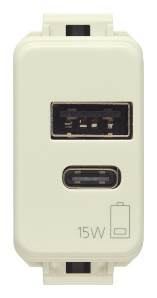 Vimar Linea - USB A+C Voedingsunit 1M 15W 5V 3A