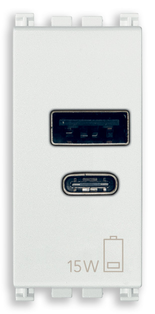Vimar Arké - USB A+C Voedingsunit 1M 15W 5V (wit)