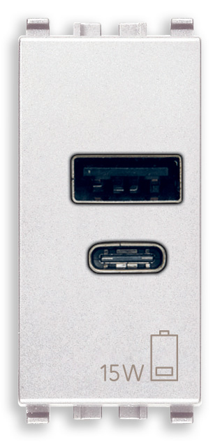 Vimar Eikon - USB A+C Voedingsunit 1M 15W 5V (wit)