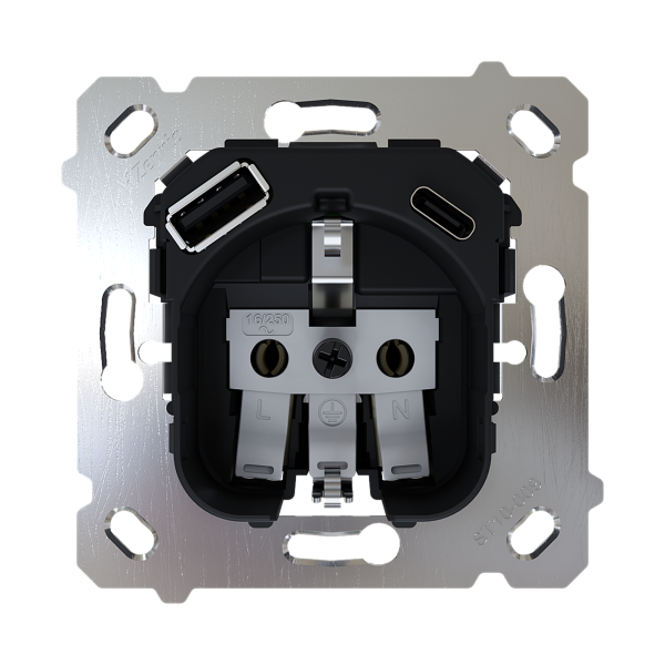 Zennio ZS55/ZS70 - insert pour prise Schuko avec USB C+A 16A/250V (à bornes)