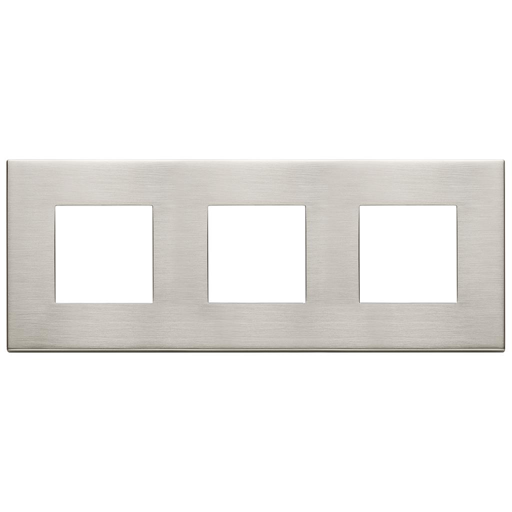 Vimar Eikon Exé - Plaque de recouvrement 6M - 2+2+2x71 (Métal brossé - Nickel)