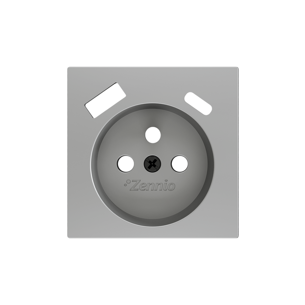 Zennio ZS55 -  Cache pour base de prise française avec USB C+A 55x55mm (Argent)