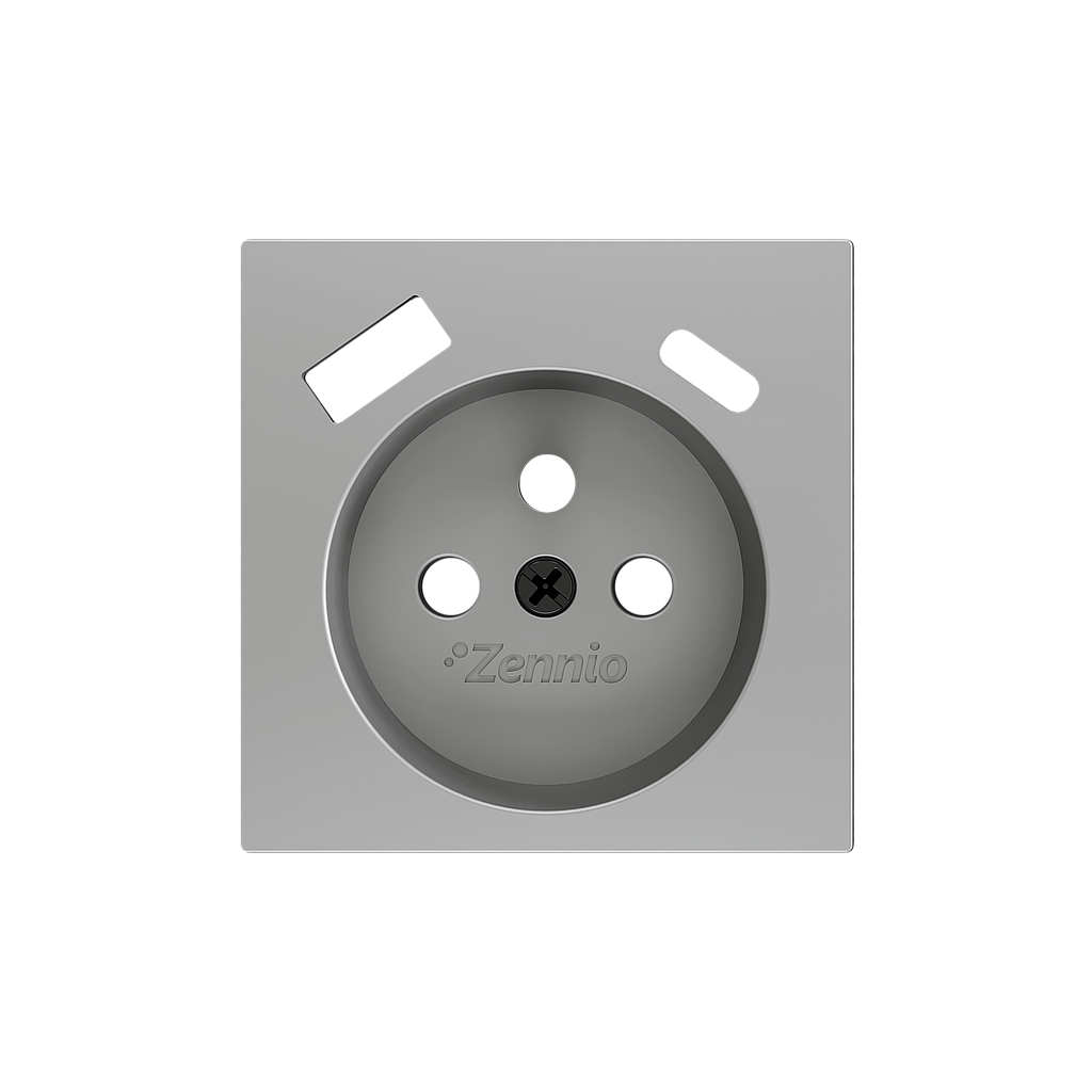 Zennio ZS55 - Centraalplaat 55x55mm voor penaarde stopcontact met USB C+A (Zilver) - VPE=10