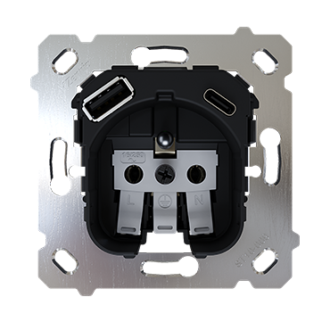 Zennio ZS55/ZS70 - Penaarde insert met USB C+A 16A/250V