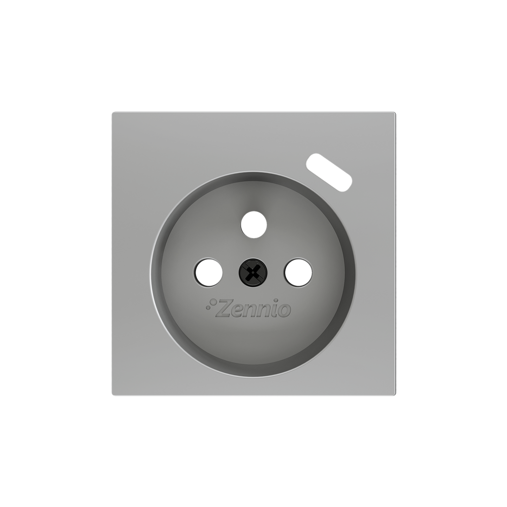 Zennio ZS55 - Centraalplaat 55x55mm voor penaarde stopcontact met USB C (Zilver)