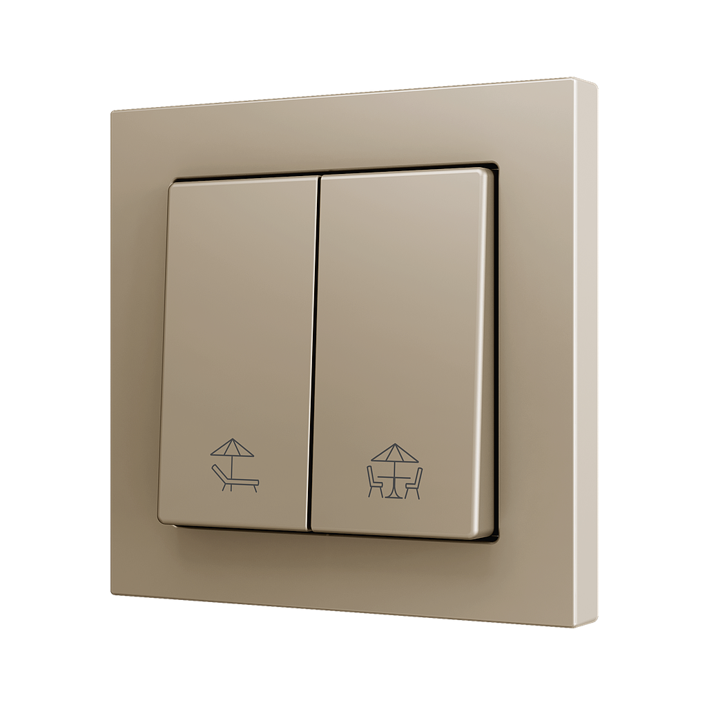 Zennio ZS55 - Bouton poussoir Soft - double 2-p - icône volet (Champagne) - VPE=10
