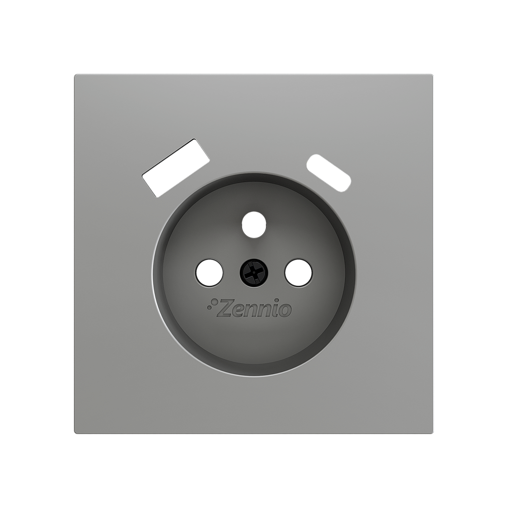 Zennio ZS70 - Centraalplaat 70x70mm voor penaarde stopcontact met USB C+A (Zilver) - VPE=10