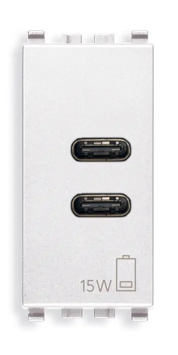 Vimar Eikon - USB C+C Voedingsunit 1M 15W 5V (Wit)