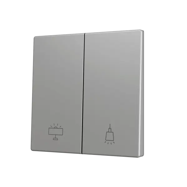 Zennio ZS55 - Touche double (appui en bas) pour bouton poussoir KNX Soft - Custom (Argent) - A partir de 100 pièces