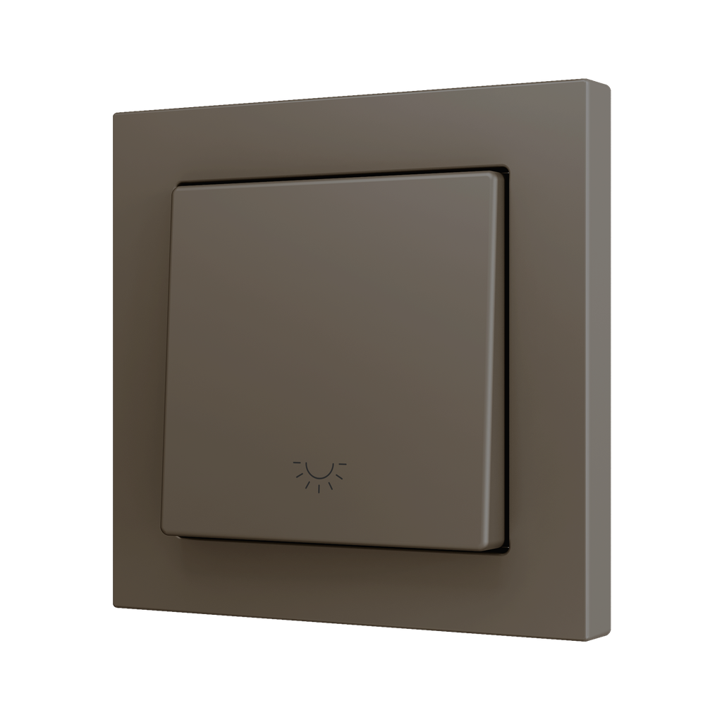 Zennio ZS55 - Bouton poussoir Soft - simple 1-p - icône éclairage (Moka) - VPE=10