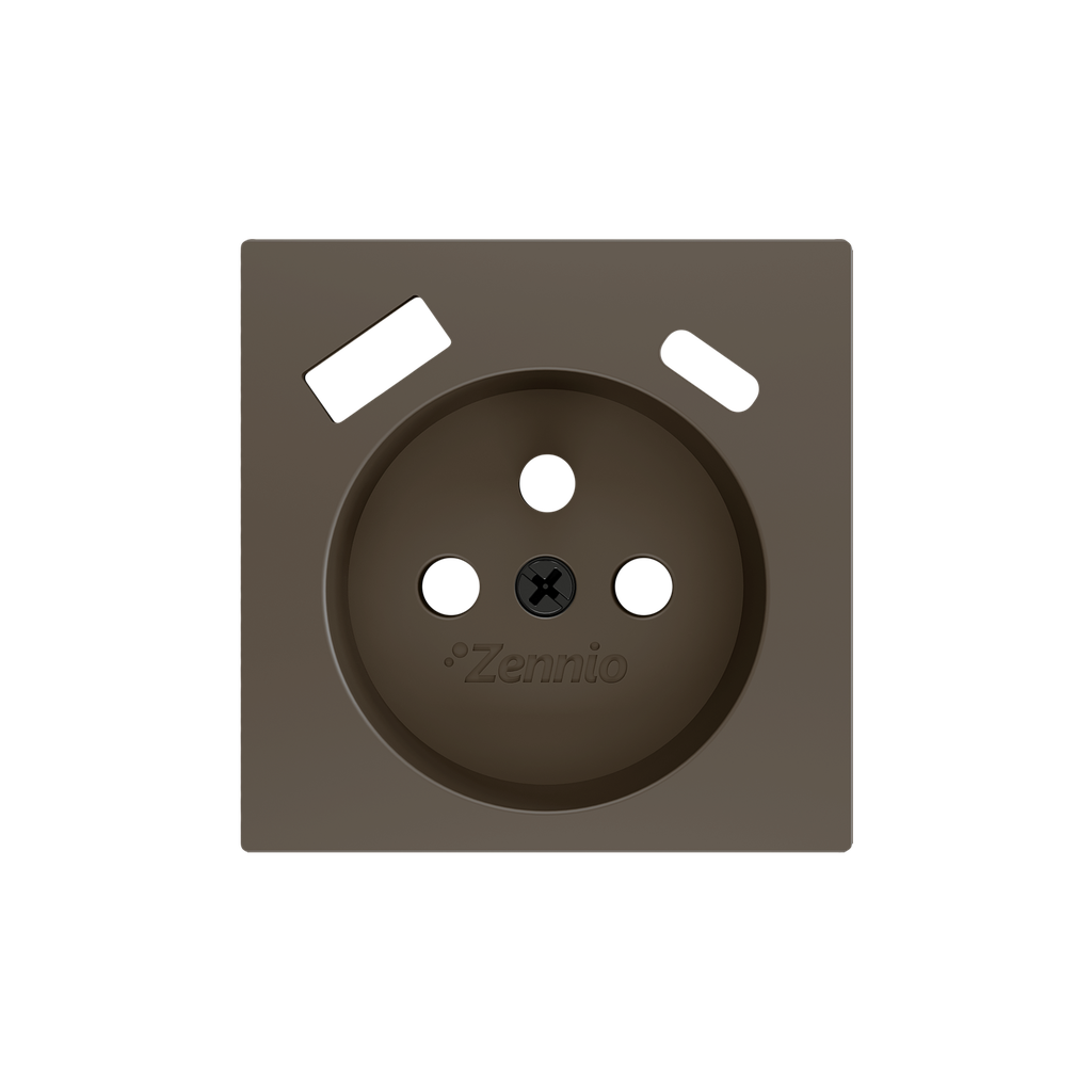 Zennio ZS55 - Centraalplaat 55x55mm voor penaarde stopcontact met USB C+A (Mokka)