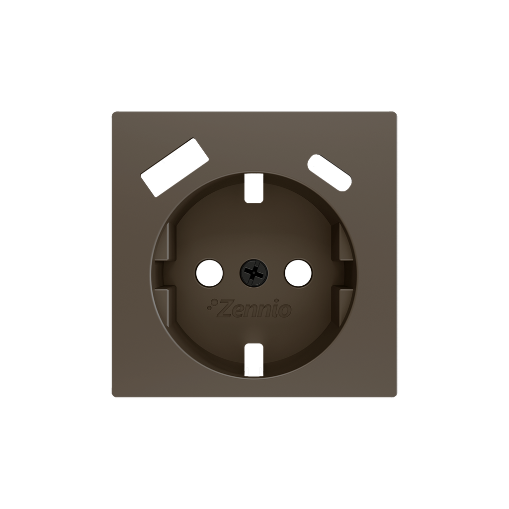 Zennio ZS55 - Centraalplaat 55x55mm voor schuko stopcontact met USB C+A (Mokka)
