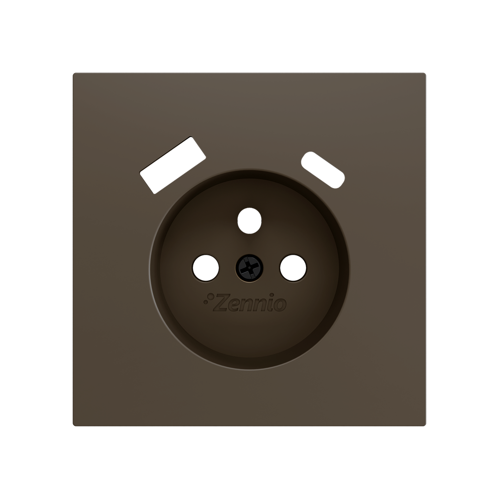 Zennio ZS70 - Centraalplaat 70x70mm voor penaarde stopcontact met USB C+A (Mokka)