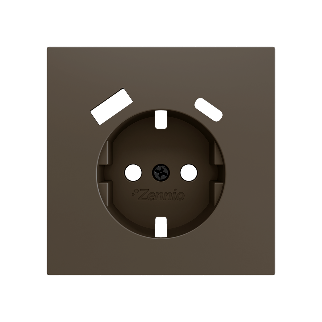 Zennio ZS70 - Centraalplaat 70x70mm voor schuko stopcontact met USB C+A (Mokka)
