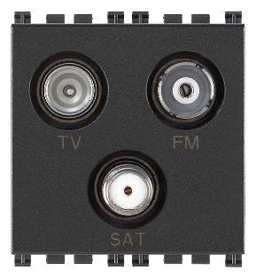 Vimar Arké - TV-FM-SAT single conn. 3outs (Grijs)