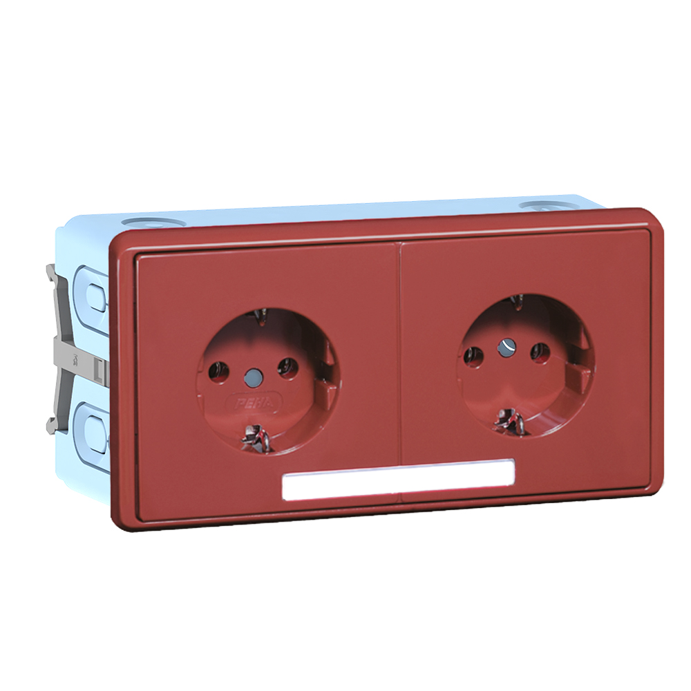 GGK KSE 50/Dialog-2 pre-wired socket outlet unit, double, colour: red, floor-mounted