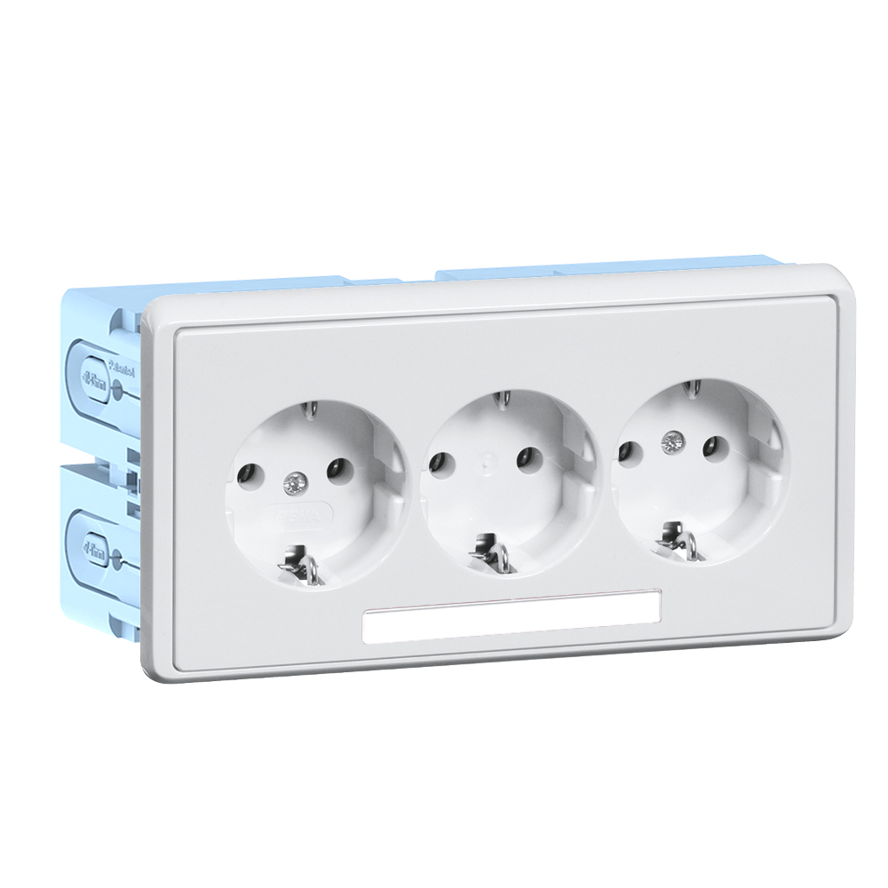 GGK KSE-P/Dialog-3 pre-wired socket outlet unit, triple, colour: white, front-mounted