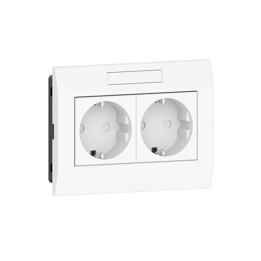 GGK KSE/M45-2 stopc., M45 adapter frame (2-v) in p-wit incl. 2x M45 Schuko stopc., schuin - VPE=1