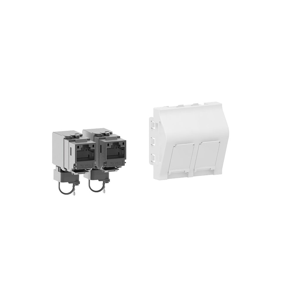 GGK M45 data outlet-adapter (Keystone), 2-v, wit, CAT6A 270° - VPE=40