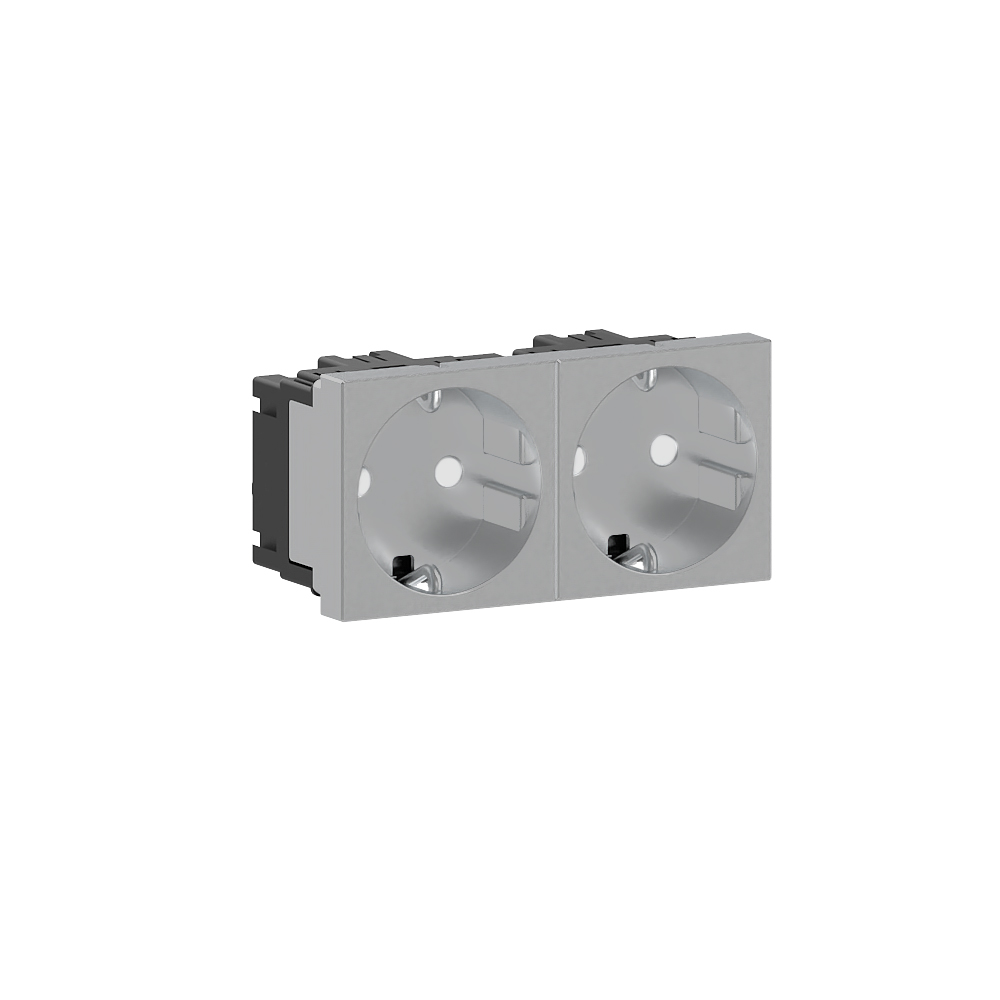 GGK M45 SCHUKO - Prise double, horizontale, couleur décor aluminium