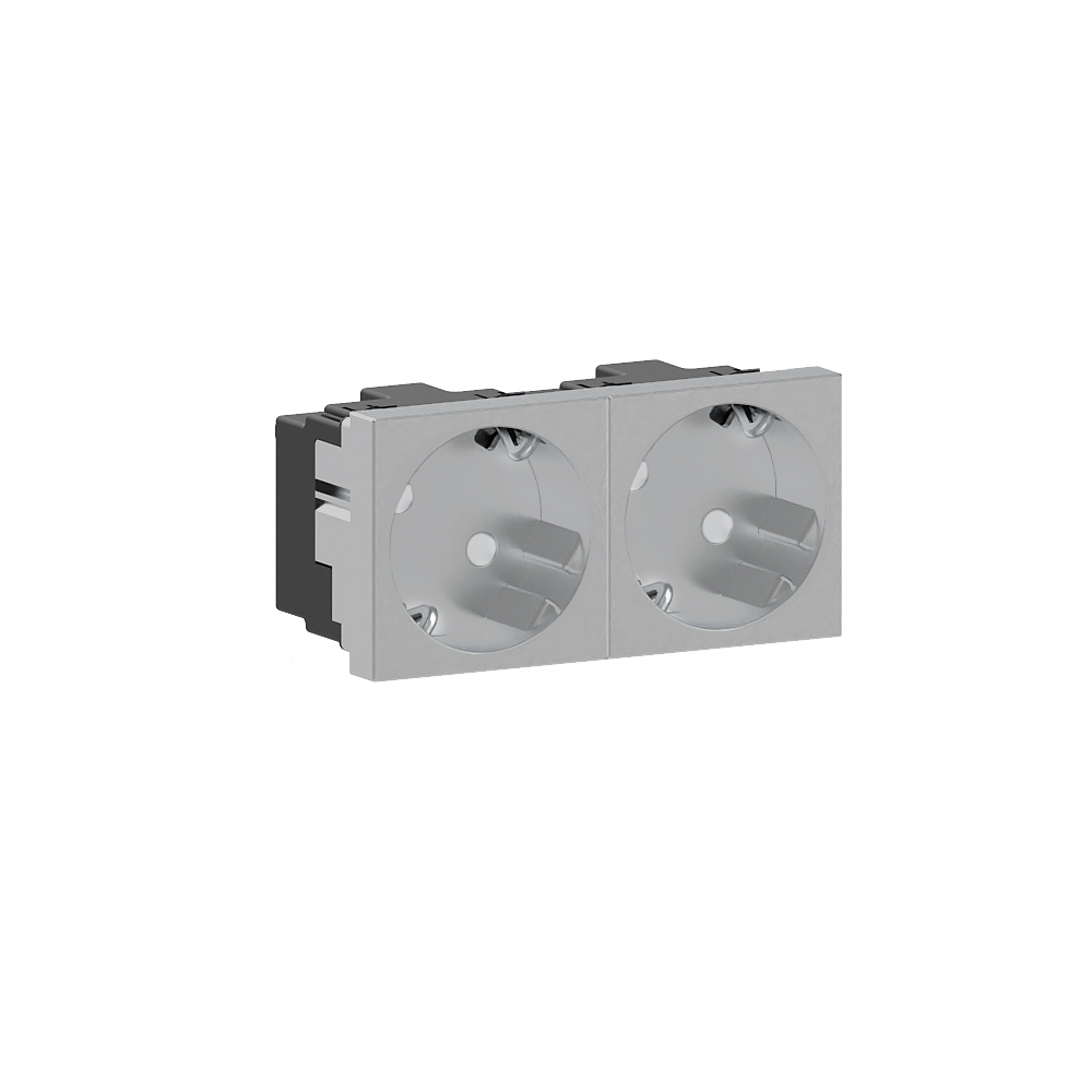 GGK M45 SCHUKO stopc., 2-v, schuin, alu decor - VPE=10