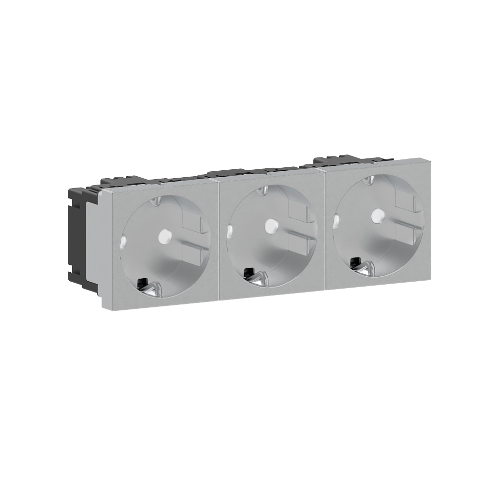 GGK M45 SCHUKO stopc., 3-v, horizontaal, alu decor - VPE=10