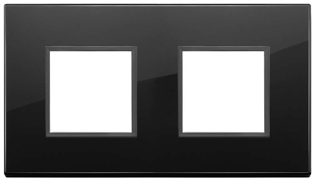 Vimar Eikon Evo - Essenziali 4M - 2+2 (Verre - Total Black Diamond)