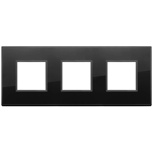 [VI21644.88] Vimar Eikon Evo - Essenziali 6M - 2+2+2 (Glas - Total Black Diamond)