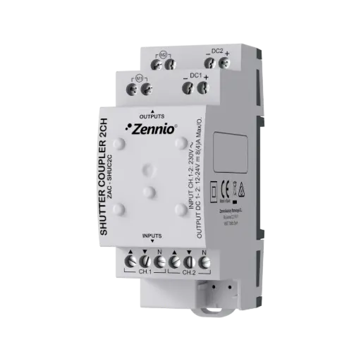 [ZEZAC-SHUC2C] Zennio AC/DC Rolluik Adapter (2 Motoren)