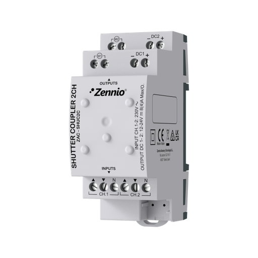[ZEZAC-SHUC2C] Zennio AC/DC Rolluik Adapter (2 Motoren)
