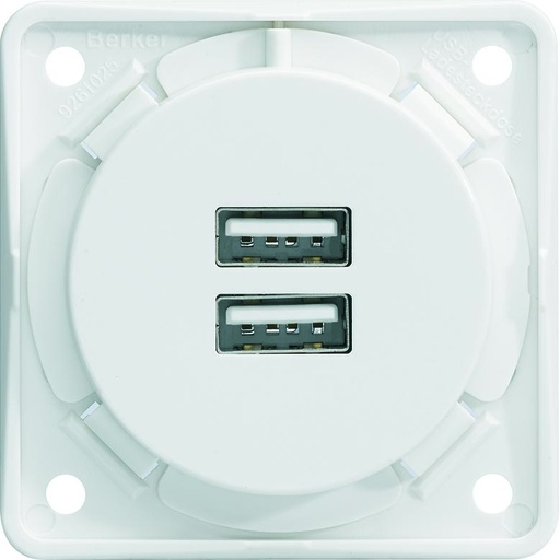 [BH926102509] Berker Integro Flow - USB wandcontactdoos 230V (Mat polarwit)