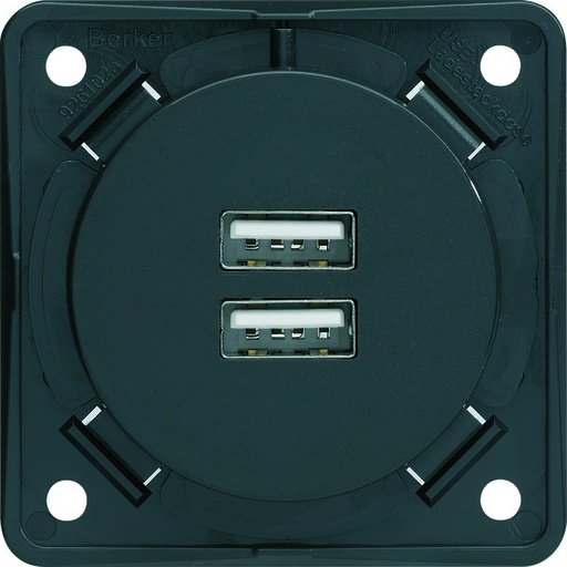 [BH926102505] Berker Integro Flow - USB wandcontactdoos 230V (Mat antraciet)