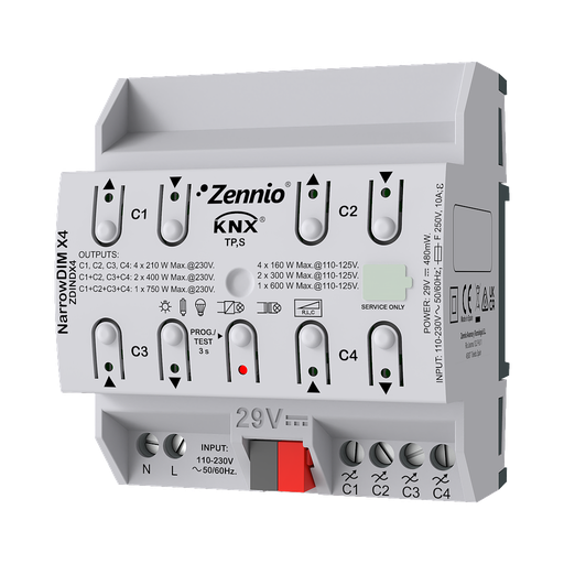 [ZEZDINDX4] Zennio NarrowDIM X4