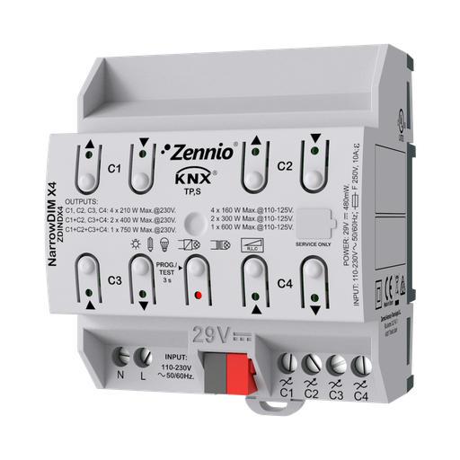 [ZEZDINDX4] Zennio NarrowDIM X4