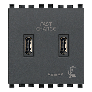 Vimar Eikon - 2x USB-C Voedingsunit 5V 3A 2M (Grijs)