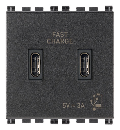 [VI19295.CC] Vimar Arké - 2x USB-C stopcontact 5V 3A 2-v (Grijs)