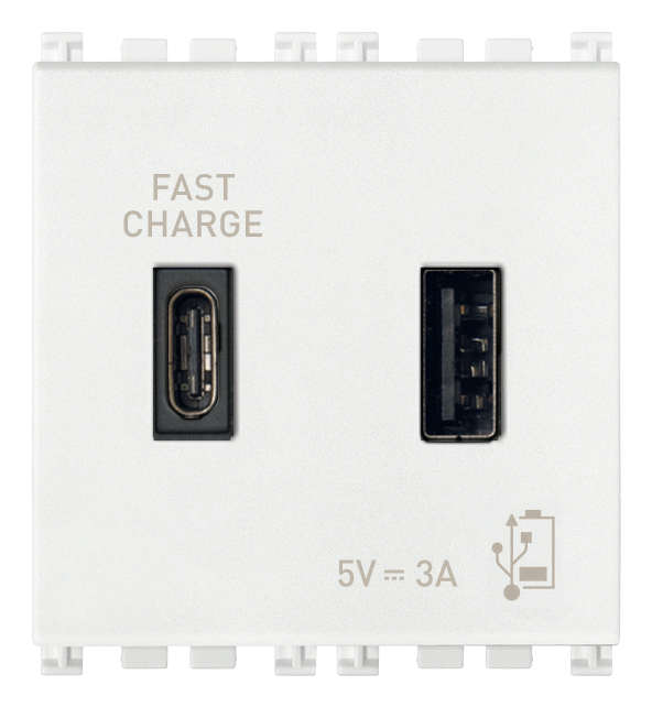 Vimar Arké - USB-A+C Voedingseenheid 2M 5V 3A (Wit)