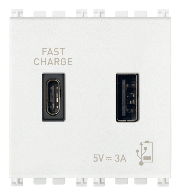 Vimar Arké - Unité d'alimentation USB-A+C 5V 3A (Blanc)