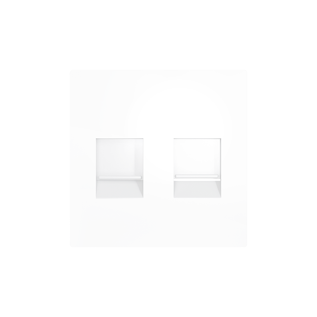Zennio ZS55 - Centraalplaat voor dubbele RJ45 connector (Glanzend wit)