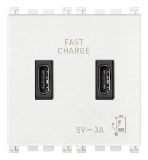 [VI19295.CC.B] Vimar Arké - 2x USB-C stopcontact 5V 3A 2-v (Wit)